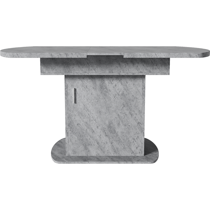 Ausziehbarer ovaler Esstisch, L110/130*W70*H75cm,Esstisch mit Stauraum, Kaffee-Freizeittisch, moderner minimalistischer Esstisch, platzsparender multifunktionaler Esstisch, Betonoptik+silberner Griff – Bild 9