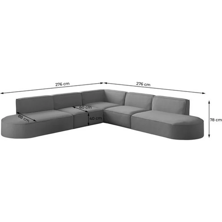 Ecksofa Designersofa PALMA Stoff Opera Velvet Schwarz Seite Universal – Bild 2
