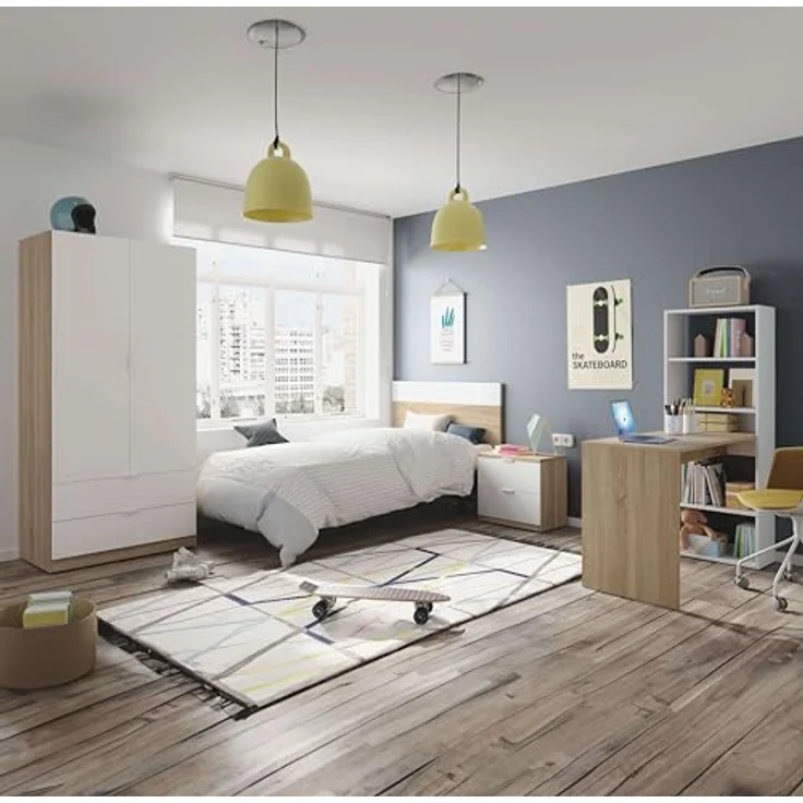 Muebles Pitarch | Bücherregal für Büro oder Arbeitszimmer mit 4 Regalen, Wohnzimmer-Bücherregal, Cambrian Eiche, 196,5 x 75,5 x 33 cm (Höhe x Breite x Tiefe), einfach, elegant und robust – Bild 8