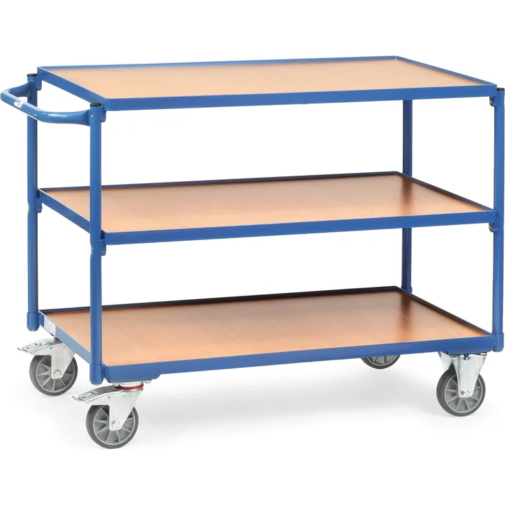 Fetra Tischwagen mit Holzwerkstoffplatten 3 Etagen mit rechteckige Ladeflächen 1000x600mm
