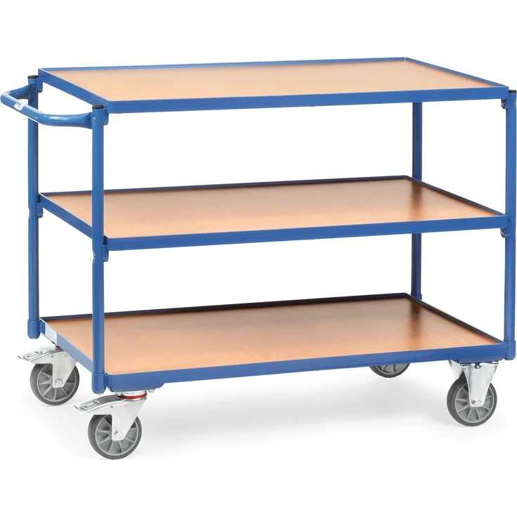 Fetra Tischwagen mit Holzwerkstoffplatten 3 Etagen mit rechteckige Ladeflächen 1000x600mm