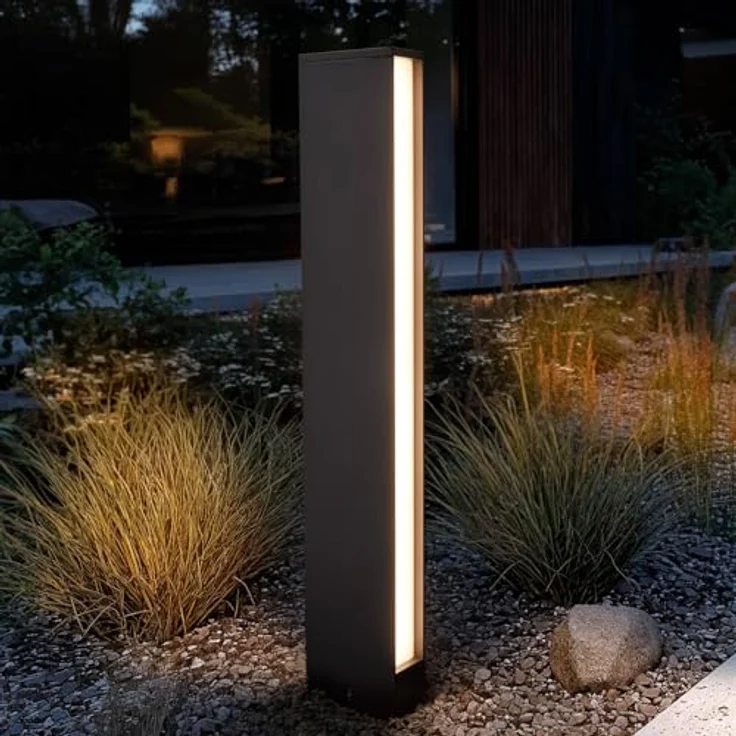 Lucande LED Wegeleuchte Pollerleuchte dunkelgrau, 60 cm, IP54, blendfreies Licht, 990lm, 3000K – Bild 2