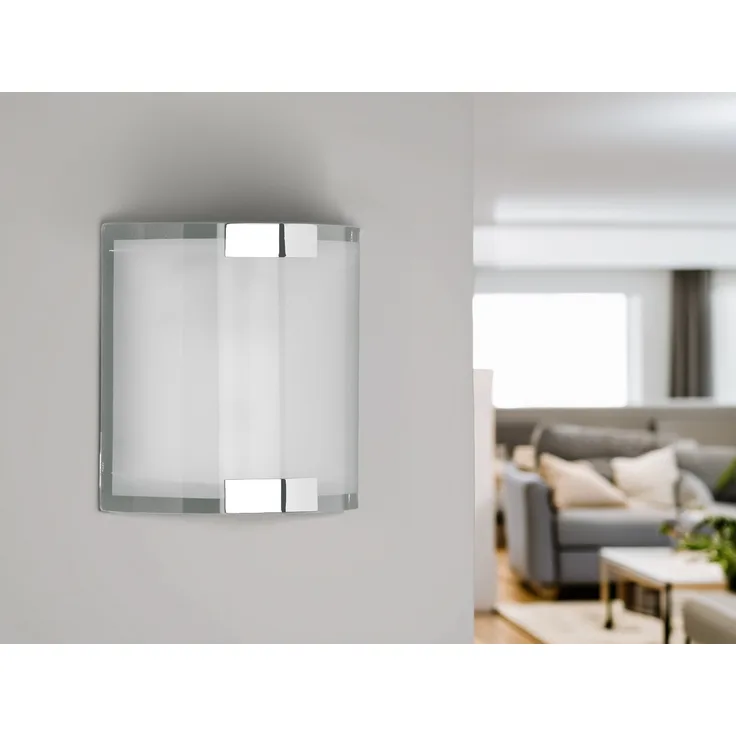 Flache Innen Wandleuchte DIVO mit Glas Lampenschirm Weiß, Höhe 20cm