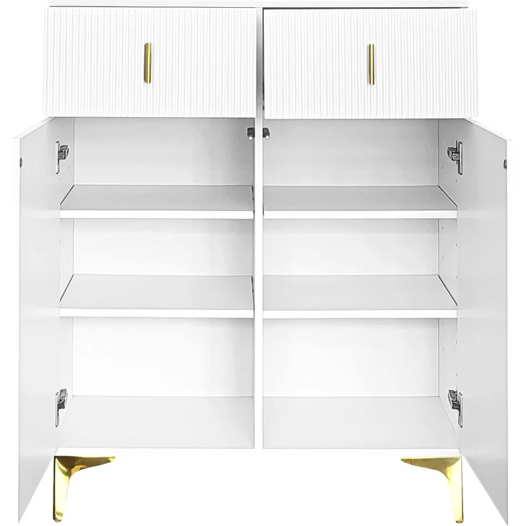 DESVIAE Sideboard mit 2 Schubladen und verstellbaren Einlegeböden, 83x101x35 cm, Spanplatte, Weiß – Bild 7