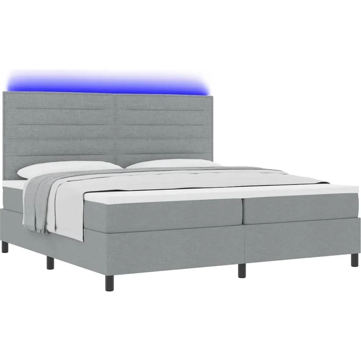 vidaXL Boxspringbett mit Matratze mit LED Hellgrau 200 x 200 cm Stoff 3342816 – Bild 3