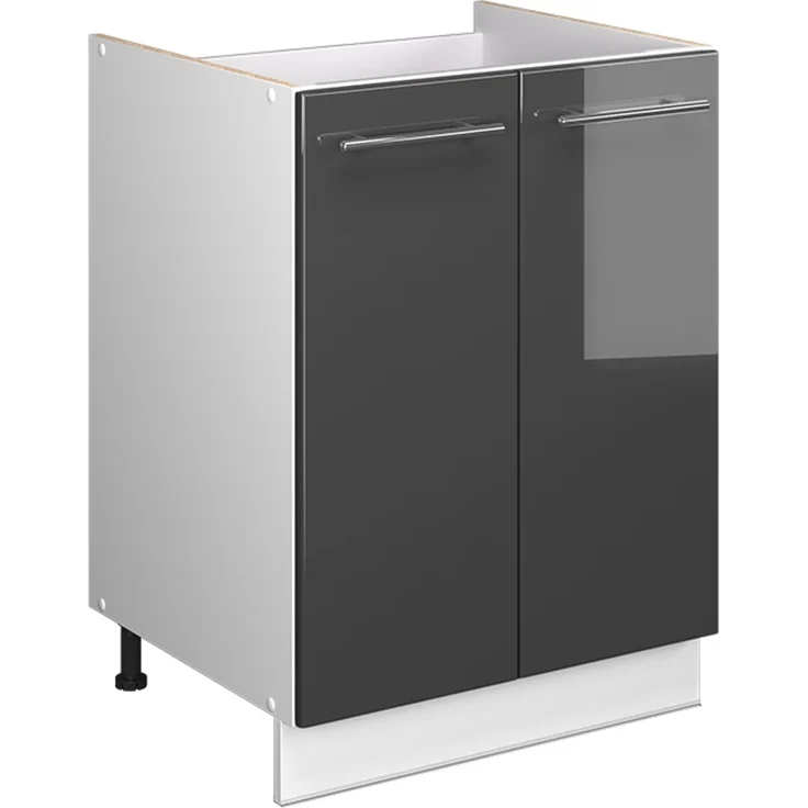 Spülenunterschrank Fame-Line Anthrazit Hochglanz/Weiß 60 cm Vicco – Bild 1