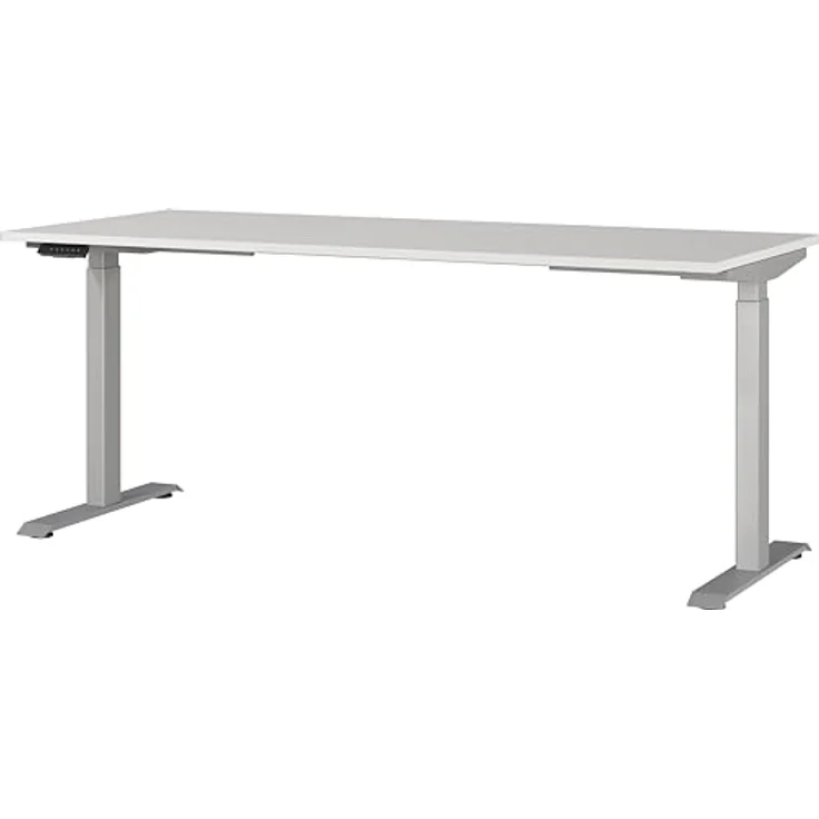 Germania Schreibtisch 7909-583, in Lichtgrau/Silber, EL. höhenverstellb, 180 x 120 x 80 cm (BxHxT) – Bild 2