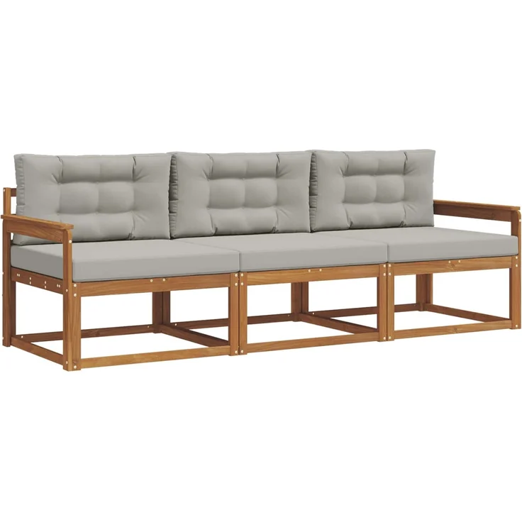 vidaXL Outdoor-Sofagarnitur 3 stk. 3-Sitzer Natur und Hellgrau 3367114 – Bild 2