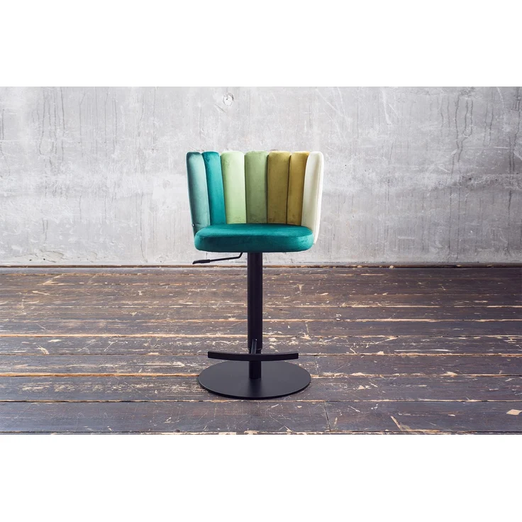 KAWOLA Barhocker JADA Drehstuhl höhenverstellbar Velvet grün 85 x 53 x 55 cm – Bild 1