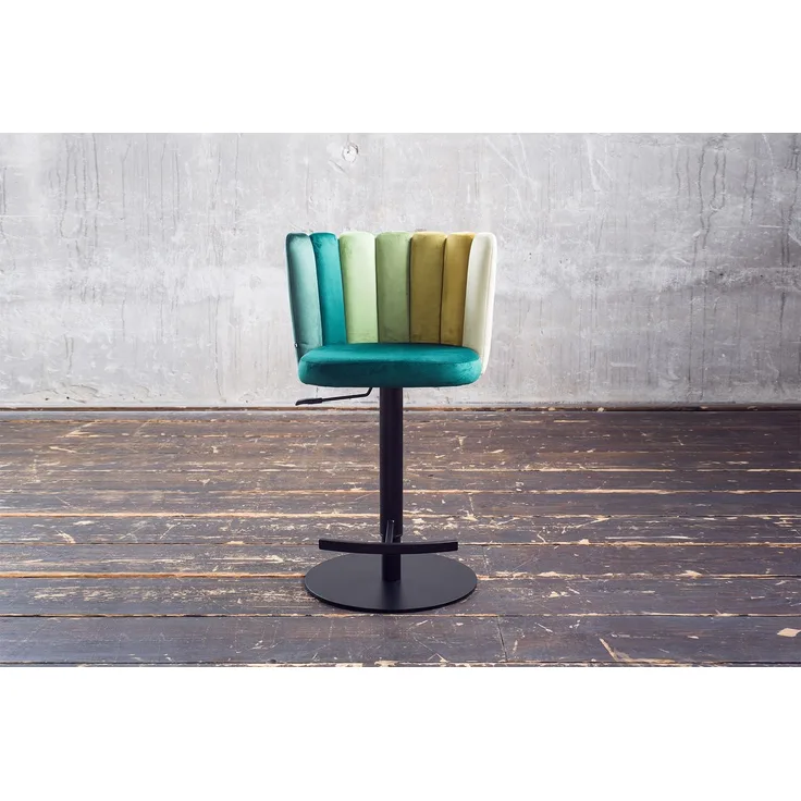 KAWOLA Barhocker JADA Drehstuhl höhenverstellbar Velvet grün 85 x 53 x 55 cm