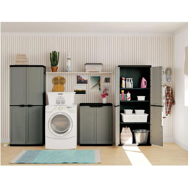 Kis Kunststoffschrank "Jolly" niedrig, dunkelgrau/schwarz – Bild 4