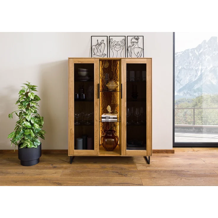 Highboard Wildeiche 112x43x145 natur geölt LINDAU #18 – Bild 9