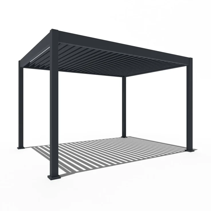 Weide E-Deluxe | elektrische Pergola mit LED | Voll Aluminium | 3 x 4 M | motorisiertes Lamellendach anthrazit – Bild 1