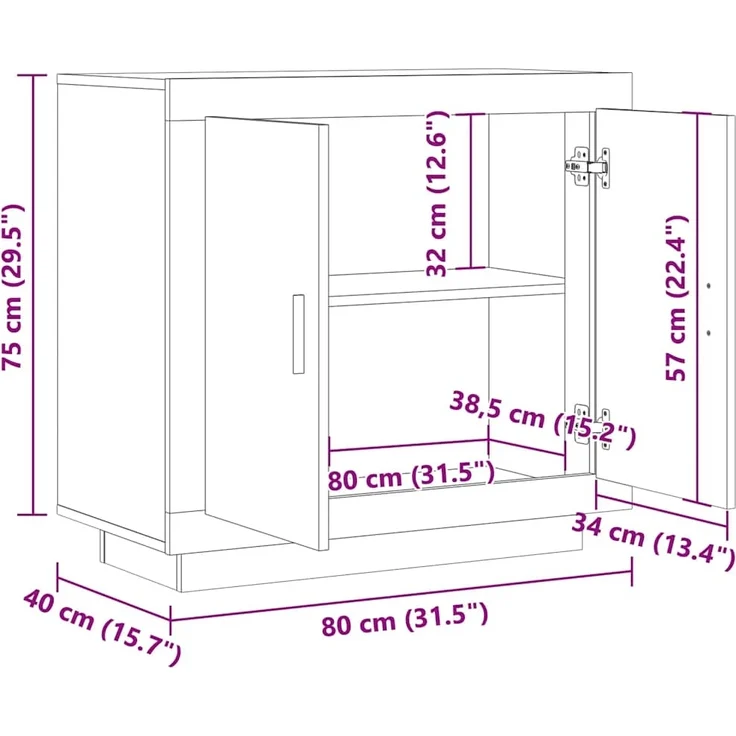 vidaXL Sideboard Altholz-Optik 80x40x75 cm Holzwerkstoff 856862 – Bild 9