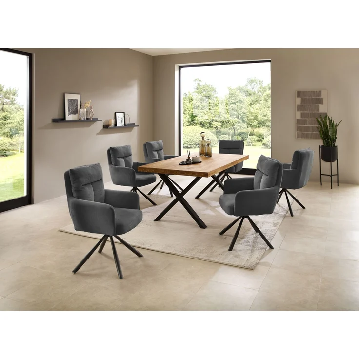 Esstisch >Chris X< in Eiche, schwarz, Massivholz, Metall - 180x76x100cm (BxHxT) – Bild 7