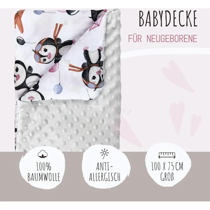 LULANDO Babydecke Kuscheldecke Krabbeldecke aus 100% Baumwolle, antiallergisch, Standard 100 von Oeko-Tex, hergestellt in der EU,(100x75 cm). Kuschelige Lieblingsdecke für Ihr Baby. – Bild 4