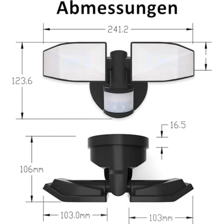 Northpoint LED Wandstrahler Bewegungsmelder 2 Fluter-Köpfe Schwenkbar Batterie 400L – Bild 5
