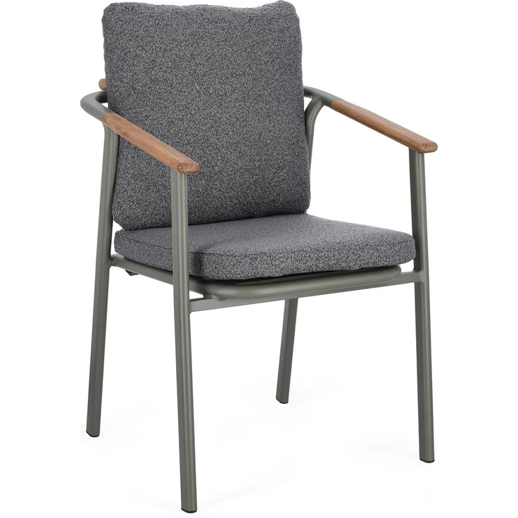 4er-Set Gartenstuhl Adilona - Aluminium Grün, Olefin-Stoff Anthrazit, mit Armlehnen – Bild 1