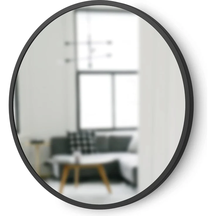 Umbra Hub Wandspiegel, Flurspiegel, Spiegel, Schminkspiegel, Kosmetikspiegel, Schwarz, Oval, 61x46 cm, 1013765-040 – Bild 1