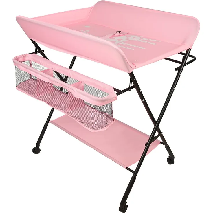 Faltbare Wickelauflage für Babys, Wickeltisch, 4-in-1, tragbar, höhenverstellbar, mit Netztaschen und platzsparender Aufbewahrung