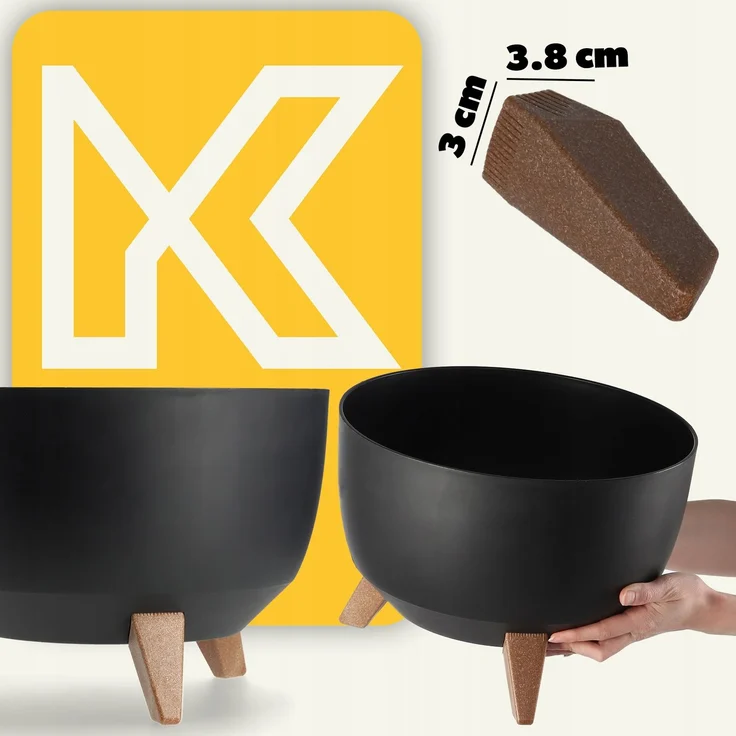 KADAX Blumentopf, Blumentopfabdeckung auf Beinen, Einsatz, Blumenständer, 33 cm, schwarze runde Schüssel – Bild 6