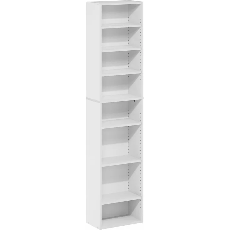Furinno Indo 8-stufiges Verstellbare Regale Multimedia-Medienspeicher-Tower-Rack, Weiß