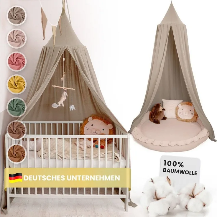 lilimaus Betthimmel Hochwertiger Baldachin Betthimmel für Baby- und Kinderbetten, Hochwertiger Betthimmel für Babybett, Kinderbett oder Kuschelecke