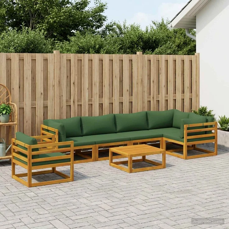 vidaXL Sofa-Set 7 stk. Natur Massivholz Akazie 3417274 – Bild 1