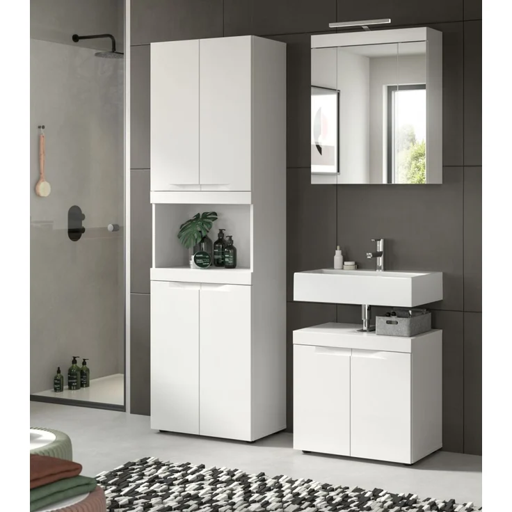 Badezimmer Spiegelschrank Gusto in weiß matt inkl. LED 60 cm – Bild 5