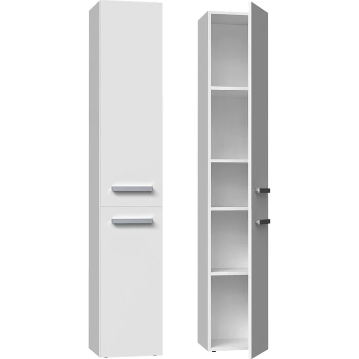 ibonto Hochschrank Badezimmerschrank mit langen Türen - Platzsparender Badschrank – Bild 1