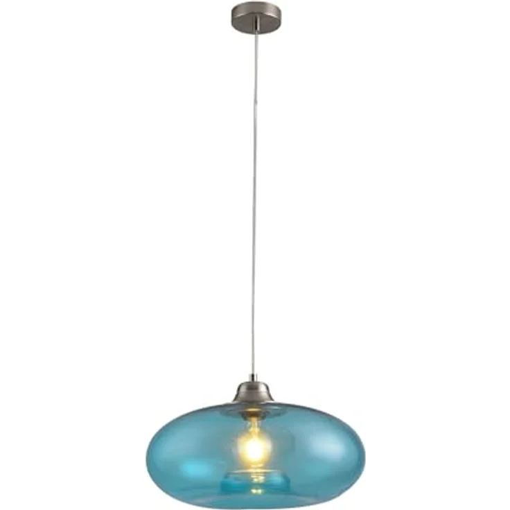 Pendelleuchte LA BURBUJA 20501 Ø40CM – Elegantes Glasblau für Ihr Zuhause, 1-flammig, E27, Mattes Nickel – Bild 2