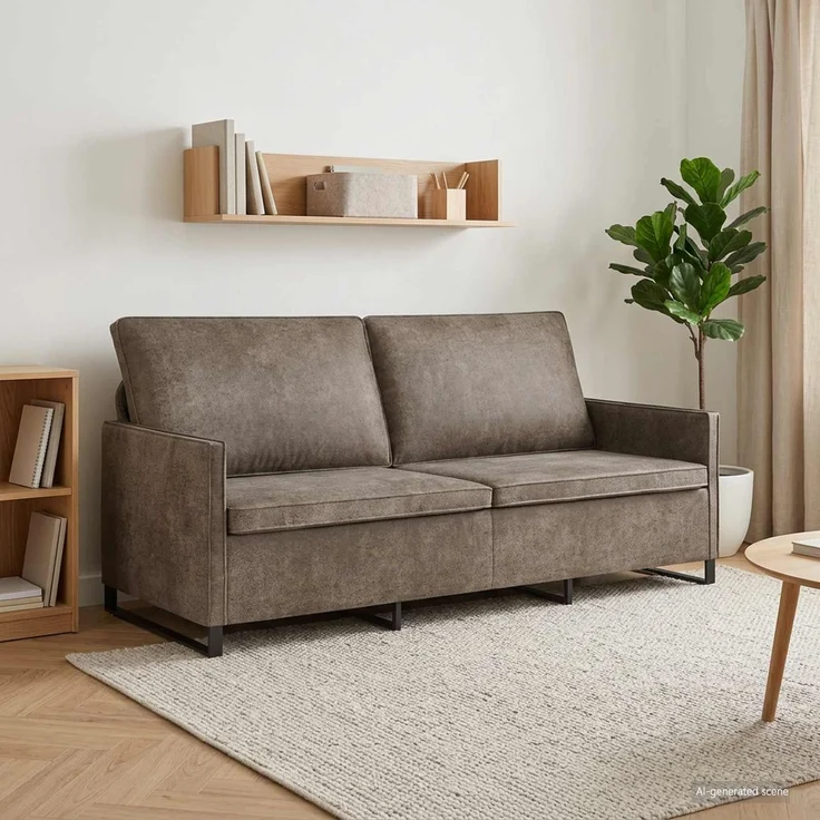 vidaXL 3-Sitzer Sofa Dunkelgrau 190 x 81 x 82 cm Kunstwildleder 42041001 – Bild 1