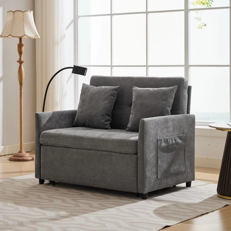 Wohnora-Minimally modern design fabric sofa multifunctional deformation sofa - comfortable living room, office and studio sleeping sofa, small unit dual-use foldable single nap bed,H 835cm x T 109cm x B 72cm,Grau – Bild 1