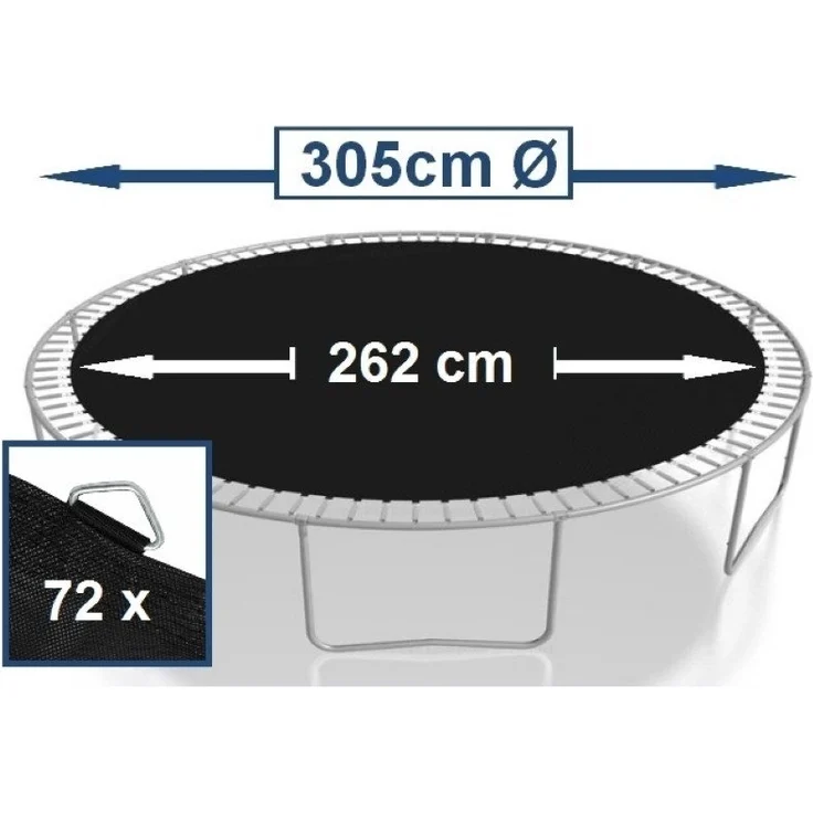 walexo Gartentrampolin Sprungtuch Ø 305 cm 72 Ösen (Federn 14,5 cm), (Sprungtuch inclusive Federspanner) – Bild 2