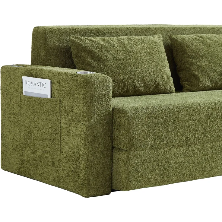 ZUBALIYA SchlafSofa mit USB - Anschluss, mit Samtbezug, mit breiten Armlehnen, mit Schaumstoffpolsterung, aus Samt – Bild 13