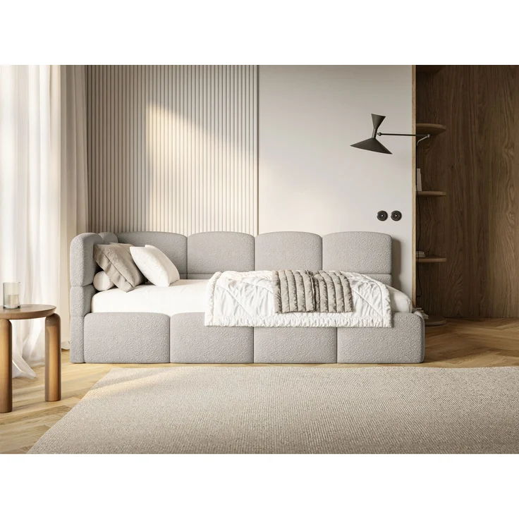 Selsey 'Cloudy' Jugendbett links, Matratze & Rausfallschutz, Bouclé Greige, 90x200 cm – Bild 7