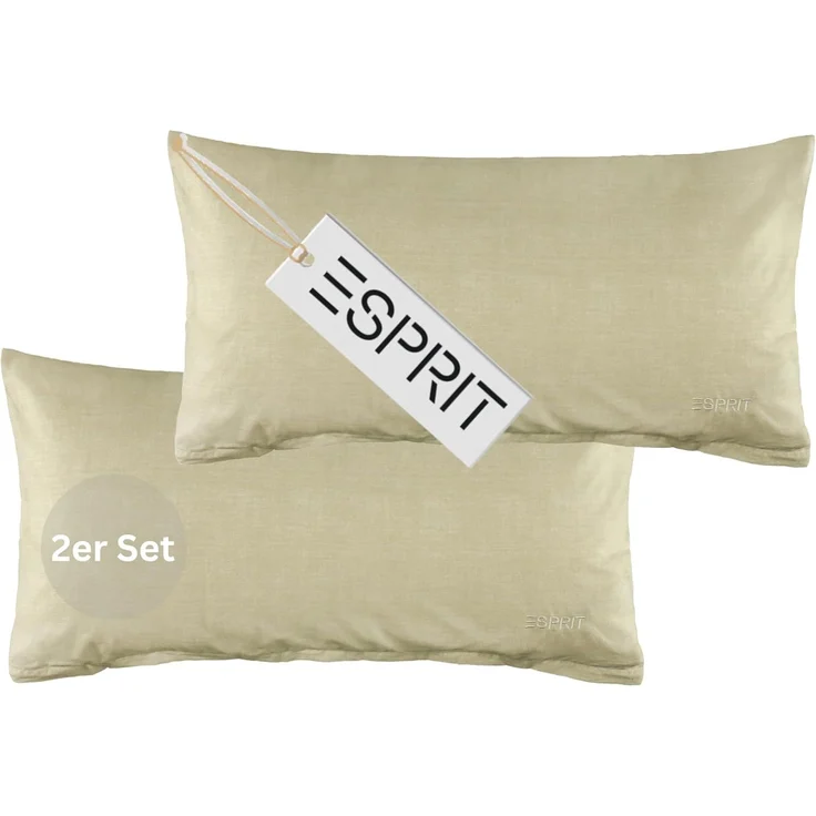 Esprit Bettwäsche HARP Renforcé Kissenbezüge und Bettwäsche, Baumwolle, 2 teilig, 40x80 cm 2er Pack in Beige – Bild 1