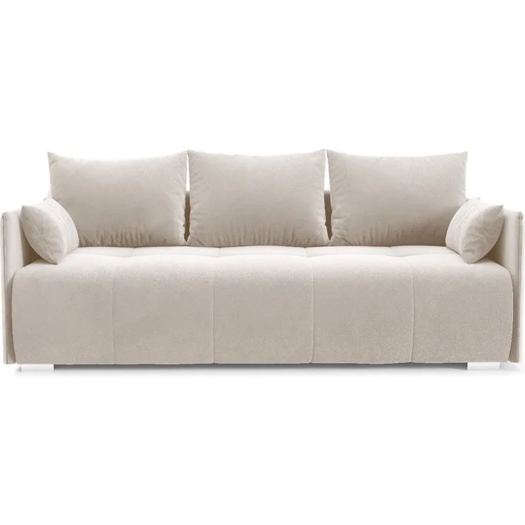 Wohnero24 NESSA Sofa mit Schlaffunktion 191x142 cm – Schlafsofa Creme 3-Sitzer mit Bettkasten