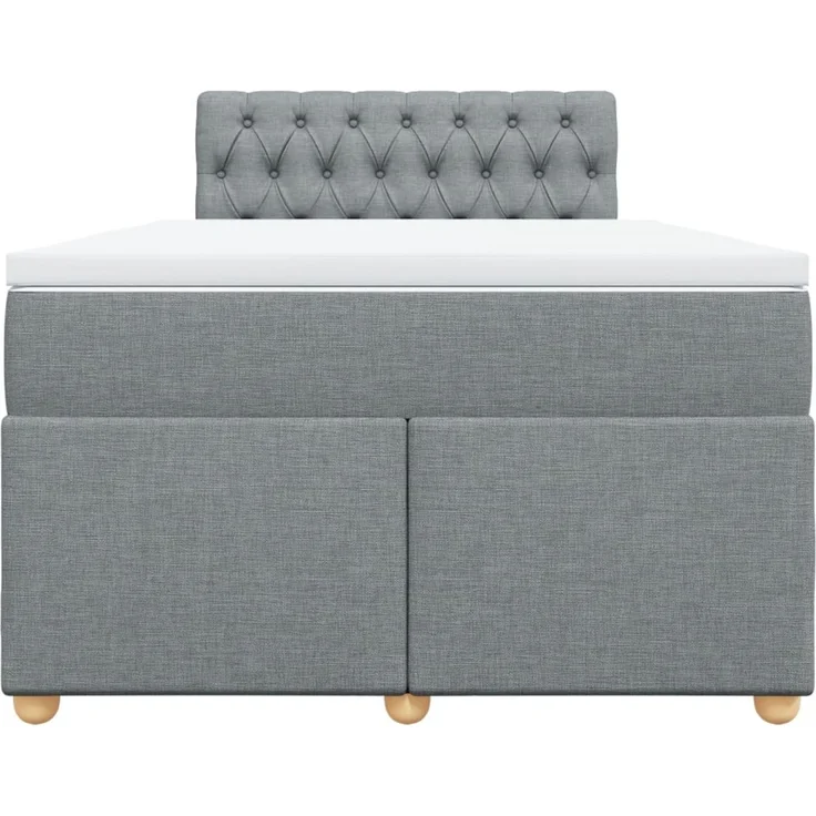 vidaXL Boxspringbett mit Matratze Hellgrau 120x200 cm Stoff 3288954 – Bild 6