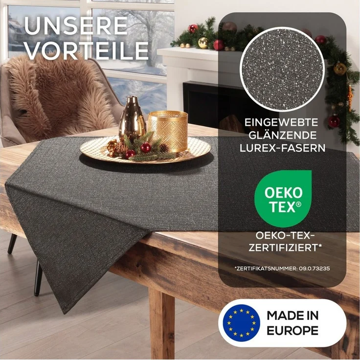 Beautex Tischdecke Lurex Tischdecke Weihnachten, Silber Gold glänzend, Weihnachtstisch (1-tlg) – Bild 4