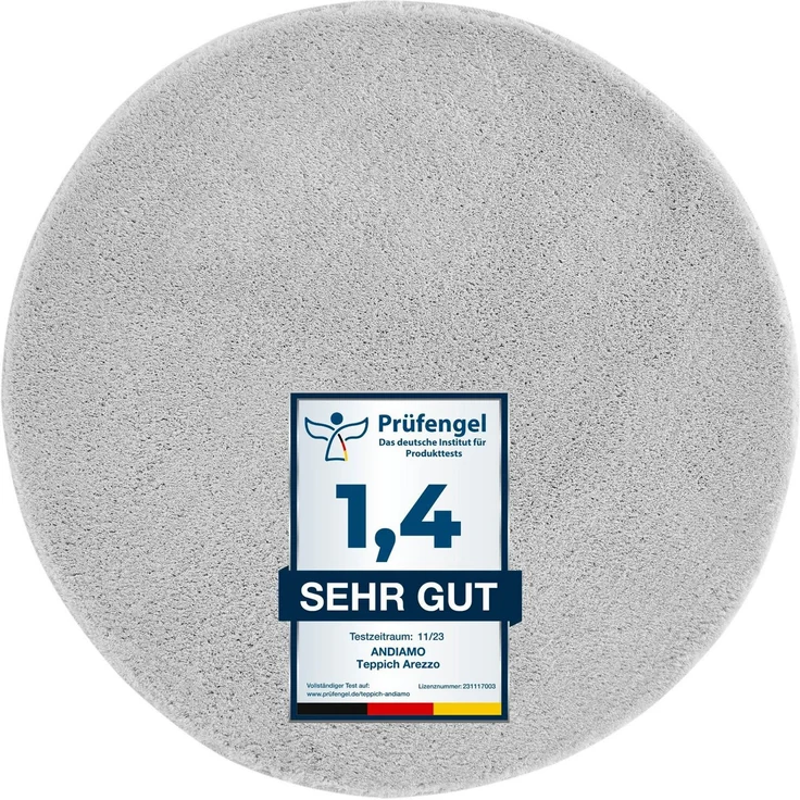 Andiamo Badematte Arezzo, Höhe 16 mm, rutschhemmend beschichtet, fußbodenheizungsgeeignet, schnell trocknend, Polyester, rund, Uni Farben, weich & kuschelig, auch in rund und als 2er Set erhältlich – Bild 5