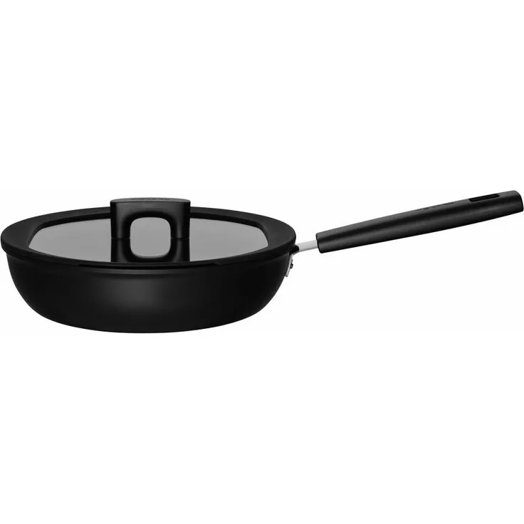Fiskars Hard Face Sautierpfanne, mit Deckel, Bratpfanne, Brat Pfanne, Aluminium, Schwarz, 2. 8 L, Ø 26 cm, 1052231