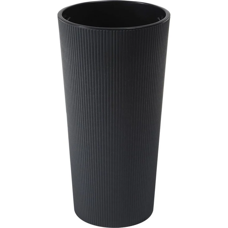 Dehner Blumentopf Lilia, Ø 20 - 25 cm, Höhe 36 - 47 cm, recycelter Kunststoff, leichter Säulen-Übertopf für Zimmerpflanzen, geriffelte Oberfläche – Bild 2