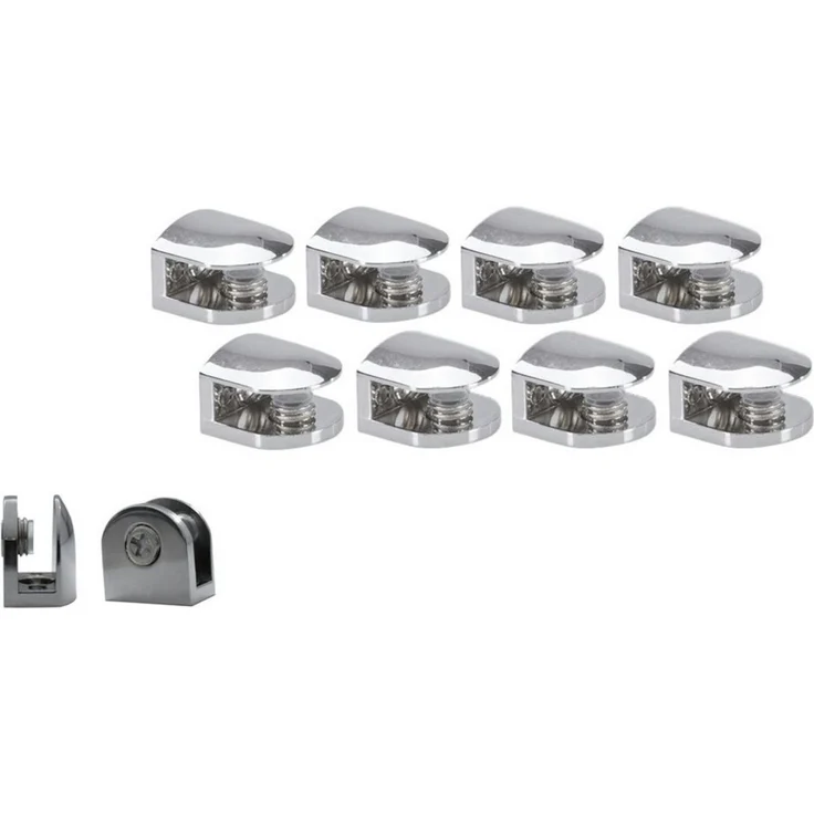 HOOZ Wandregalhalter 8er Set Regalhalter Chrom für Glas & Holzeinlagen, Set 8-tlg, für Regalböden zwischen 6 und 8 mm – Bild 2