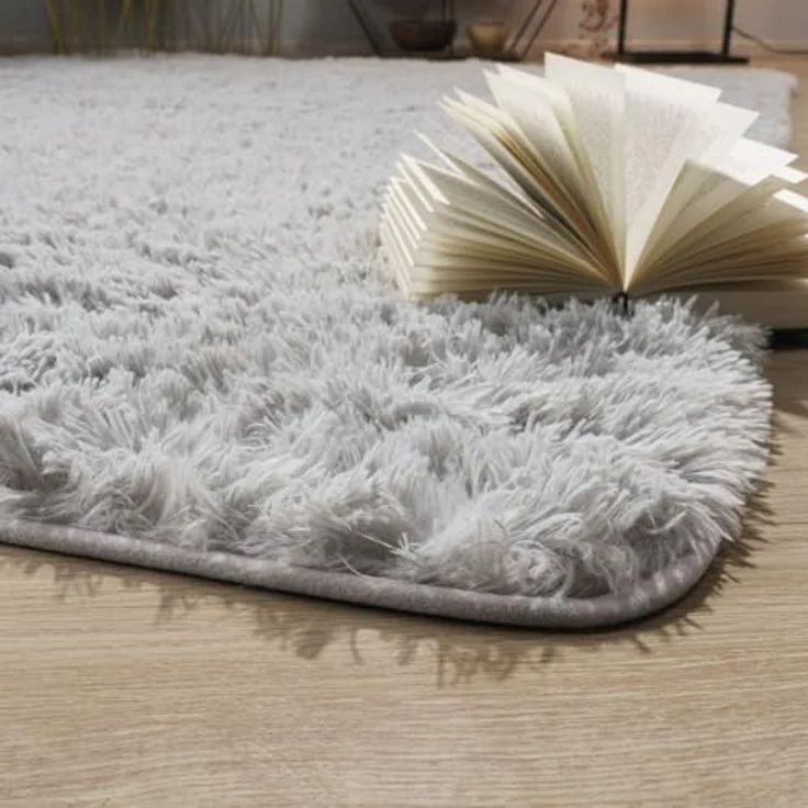 TT Home Teppich Diele, Esszimmer, Flur, Schlafzimmer, Wohnzimmer, Rechteckig, Höhe: 37 mm, Teppich Wohnzimmer Hochflor Langflor Weich Soft Modernes Einfarbiges D – Bild 2