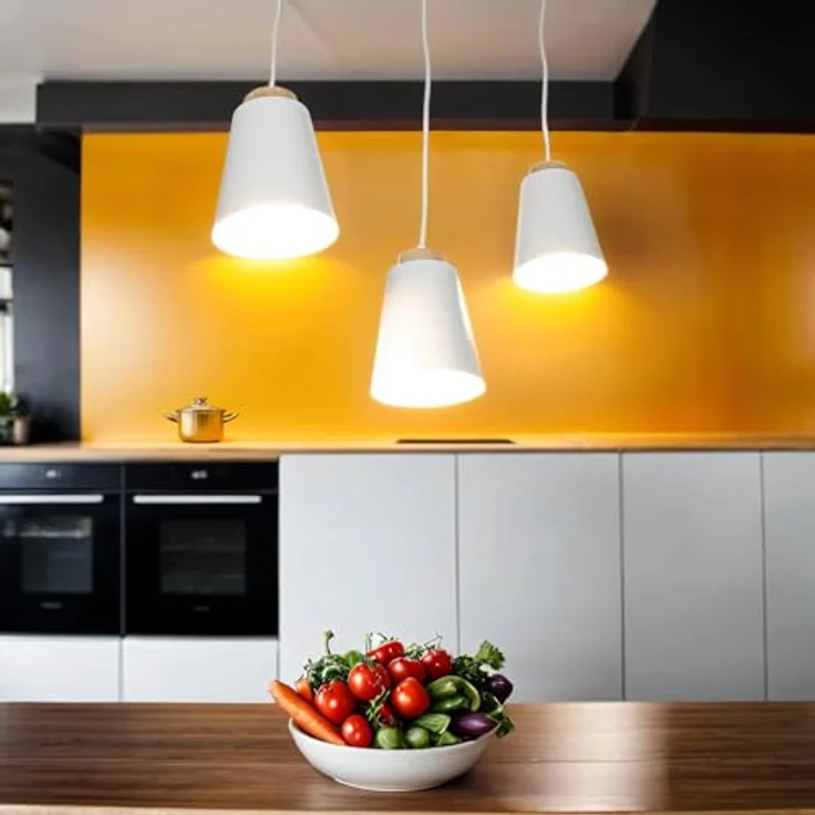 Licht-Erlebnisse Hängeleuchte Metall & Holz, Skandinavisch, 3-Flammig E27, Weiß, 66 cm für Esszimmer und Küche – Bild 4