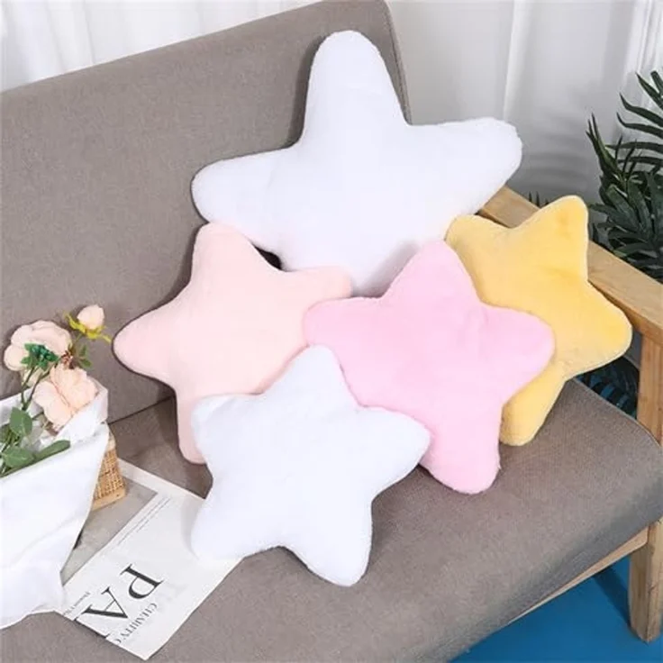 Kuschelkissen Kinder Sternkissen, Weiche Flauschige Sternform Zierkissen Sofakissen für kuschelecke Kinderzimmer Schlafzimmer Deko (Rosa,28 cm) – Bild 2