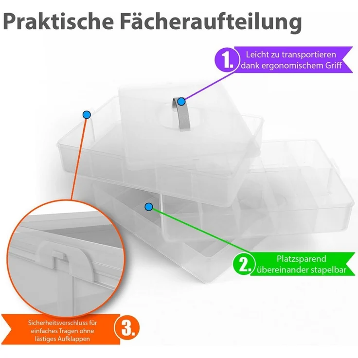 BigDean Organizer Sortierbox für Kleinteile aus hochwertigem Kunststoff mit 21 Fächern (Set, 1 St, Kleinteilebox), Kleinteilemagazin - Deko, Figuren, Spielzeug, Sammelkram etc – Bild 2