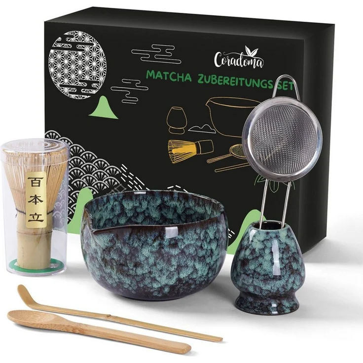 Coradoma Teeservice Matcha Tee Set Zubereitungsset Geschenkset mit Bambus Chasen, Japanisch Traditionell für Teezeremonie – Bild 1