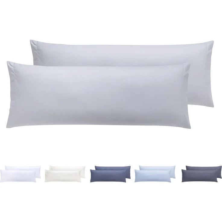 Kissenbezüge, extra weiche Mikrofaser, hypoallergen, Set mit 2 Kissenbezügen 105X40 cm Hellgrau